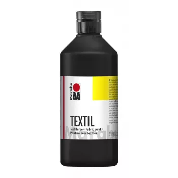 Peinture textile Marabu Textil, noire, 500 ml, à base d'eau, pour textiles clairs, résistante au lavage jusqu'à 40 °C 17160075073