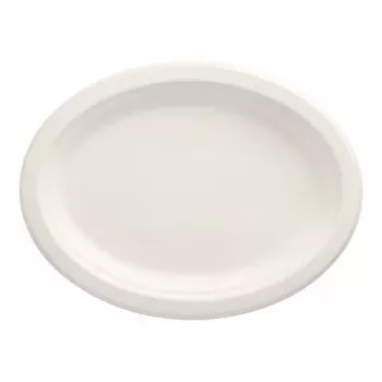 Assiette ovale en canne à sucre PAPSTAR pure 260 x 200 mm, 50 pièces, compostable, compatible micro-ondes 89741