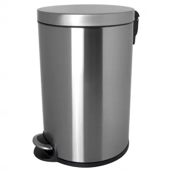 Poubelle à pédale HELIT Classic 20 L acier inoxydable argent anti-traces de doigts ronde avec seau intérieur amovible H2403600