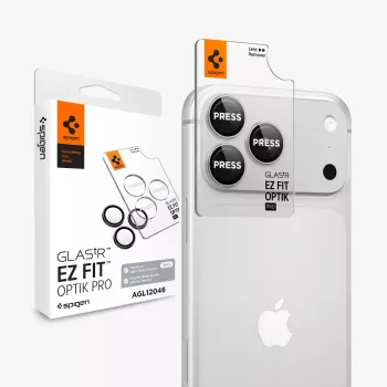 Protecteur d'objectif photo Spigen Optik Pro GLAS.tR EZ FIT, lot de 2, pour iPhone 18 Pro / 18 Pro Max - argent