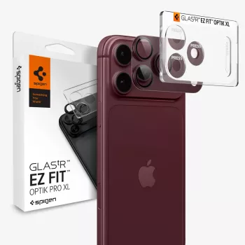 Protecteur d'objectif photo Spigen Optik Pro XL GLAS.TR EZ FIT pour iPhone 18 Pro Max - Dark Cherry