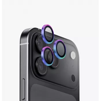 Protecteur d'objectif de caméra UNIQ Optix Aluguard (DX2) pour iPhone 18 Pro / iPhone 18 Pro Max, iridescent avec applicateur