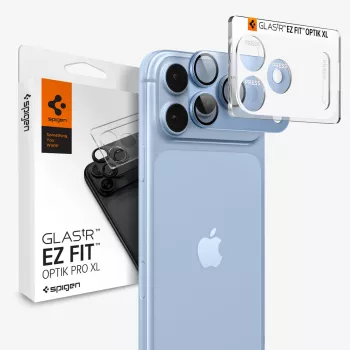 Protecteur d'objectif d'appareil photo Spigen Optik Pro XL GLAS.TR EZ FIT pour iPhone 18 Pro Max - Bleu clair