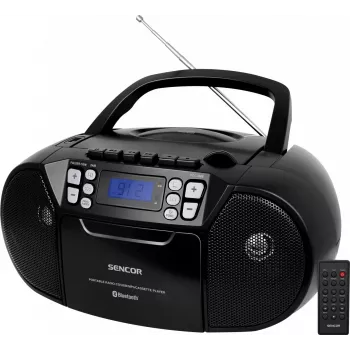 Lecteur CD portable SENCOR SPT 3907B CD BT MP3 USB AUX avec Bluetooth et radio FM, noir