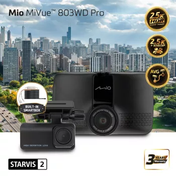 Dashcam Mio MiVue 803WD Pro Dual HDR 2.5K GPS WIFI avec kit de stationnement
