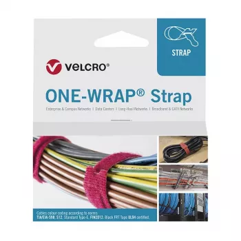 Attaches de câbles Velcro One Wrap, 13 x 200 mm, blanc, 25 pièces