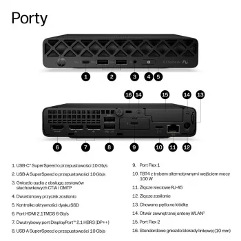 Mini PC HP 8G2i - Intel Core Ultra 7 356H, 16 Go de RAM, SSD 512 Go, Windows 11 Pro