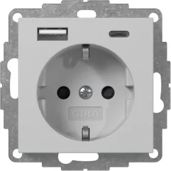Prise Gira avec USB, gris (2459015)