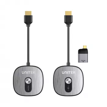 Ensemble récepteur HDMI sans fil Unitek 4K@30Hz avec émetteur et adaptateur USB-C vers HDMI