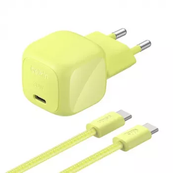 Chargeur USB-C/USB-C 30 W PD Belkin BOOST Charge avec PPS, citrus + câble USB-C 2 m (WCA008KQ2MGR-B6)