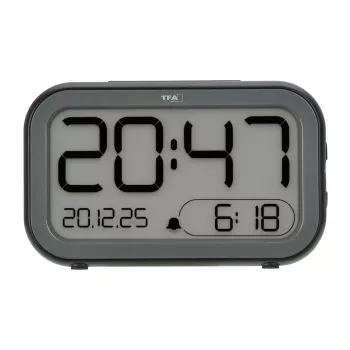 TFA Dostmann Bingo réveil numérique hybride, écran LCD/LED, noir/anthracite, 60.2048.01