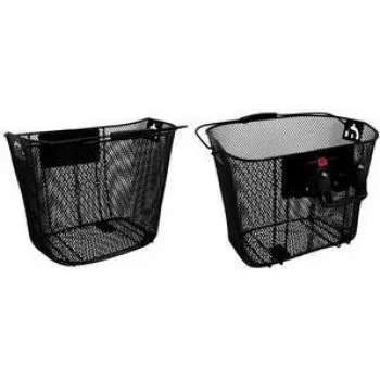 Fischer panier de guidon pour vélo avec fixation rapide par clic, noir, fil à mailles serrées
