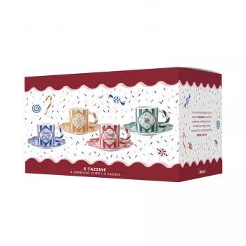 Bialetti Candyland ensemble de 4 tasses avec sous-tasses 80 ml