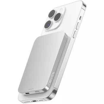 Batterie externe sans fil magnétique Qi2 Nevox, 5000 mAh, argent/blanc