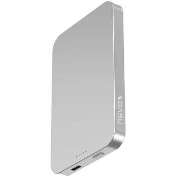 Batterie externe sans fil magnétique Qi2 Nevox, 5000 mAh, argent/blanc