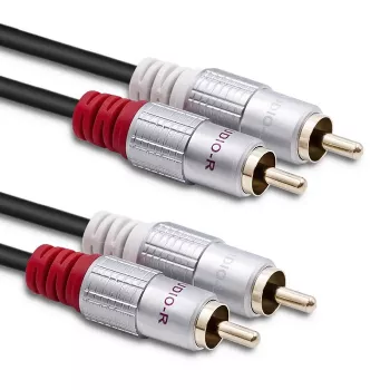Câble audio Qoltec 2x RCA mâle vers 2x RCA mâle, 0,5 m, noir (52335)