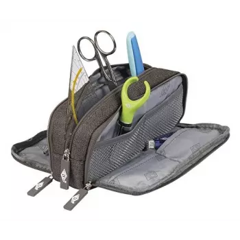 Trousse scolaire WEDO College, polyester, grise, compartiment intérieur spacieux, 3 compartiments zippés, pour 7 stylos