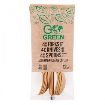 Gogreen Go Green Reusable Assorted Cutlery Set, 12 Pieces