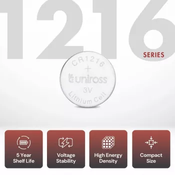 Uniross pile bouton lithium CR1216 3 V, SP5 (U5CR1216)