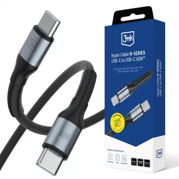 Câble USB-C vers USB-C 3mk Hyper Cable N-Series, 0,5 m, 60 W, PD 3.0, QC 3.0, noir