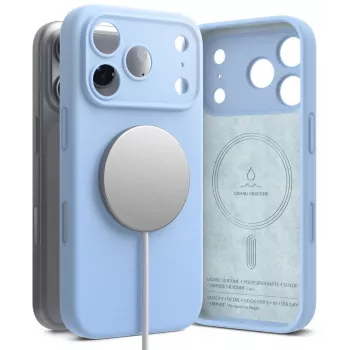 Coque Ringke Silicone Magnetic MagSafe pour iPhone 18 Pro Max, bleu clair