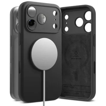 Coque Ringke Silicone Magnetic MagSafe pour iPhone 18 Pro, noire