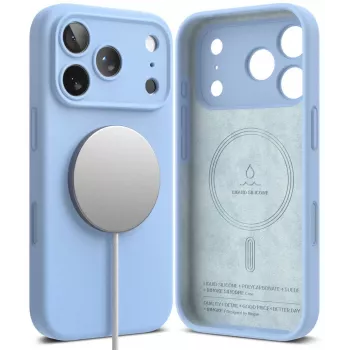 Coque Ringke Silicone Magnetic MagSafe pour iPhone 18 Pro, bleu clair