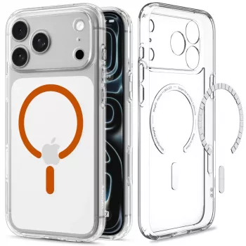 Coque Spigen Ultra Hybrid MagSafe pour iPhone 17 Pro Max / 18 Pro Max, transparent/orange (ACS12122)