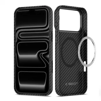 Coque Tech-Protect Ion Carbon MagSafe pour iPhone 17 Pro Max / 18 Pro Max, noire/argent