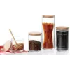 Bocal de conservation Ritzenhoff & Breker FAIA, rond, 0,6 L, verre, cylindrique, couvercle en bois de hêtre avec silicone, 3 pièces