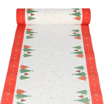 Chemin de table de Noël PAPSTAR Plain Christmas Trees en Airlaid, en rouleau, dimensions : (L)400 mm x (l)24 m