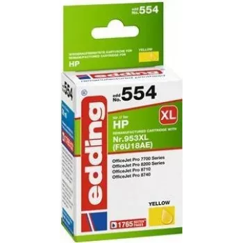 Cartouche d'encre compatible Edding EDD-554, grande capacité (XL), jaune (18-554)