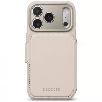 Coque portefeuille amovible en cuir Decoded Leather pour iPhone 18 Pro Max / 17 Pro Max, MagSafe, taupe