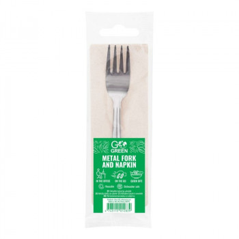 Gogreen Go Green Metal Fork and Napkin Set