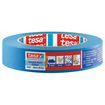 Ruban de masquage tesa Precision Crepe 4440 Outdoor UV PLUS, lisse, bleu, 50 m x 25 mm