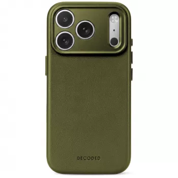 Coque arrière en cuir Decoded Leather - coque en cuir pour iPhone 18 Pro / 17 Pro compatible avec MagSafe (vert mousse)