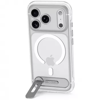 Decoded AntiMicrobial Hybrid Stand Backcover – étui avec support pour iPhone 18 Pro / 17 Pro compatible MagSafe (transparent)