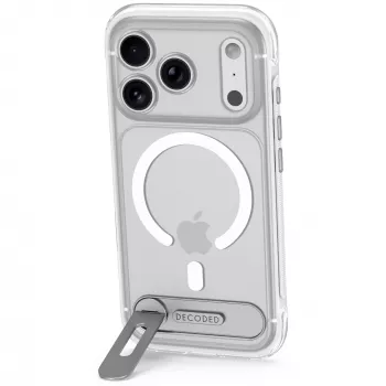 Decoded AntiMicrobial Hybrid Stand Backcover – étui avec support pour iPhone 18 Pro / 17 Pro compatible MagSafe (blanc givré)