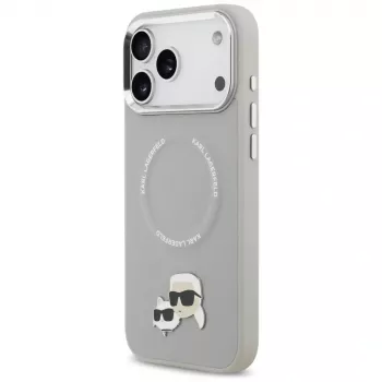 Étui Karl Lagerfeld Karl & Choupette Pins MagSafe pour iPhone 17 Pro gris