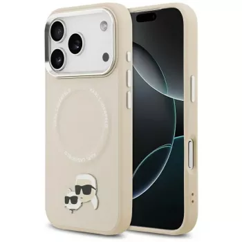 Coque Karl Lagerfeld Karl & Choupette Pins MagSafe pour iPhone 17 Pro Max beige