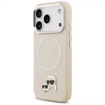 Coque Karl Lagerfeld Karl & Choupette Pins MagSafe pour iPhone 17 Pro Max beige