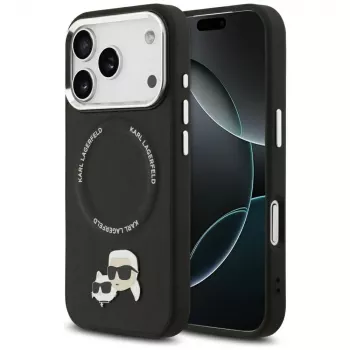 Coque Karl Lagerfeld Karl & Choupette Pins MagSafe pour iPhone 17 Pro Max noire