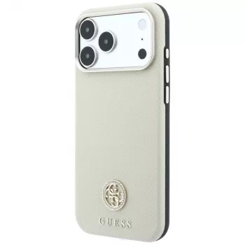 Coque Guess Grained Round Strass Logo MagSafe pour iPhone 18 Pro Max / 17 Pro Max beige
