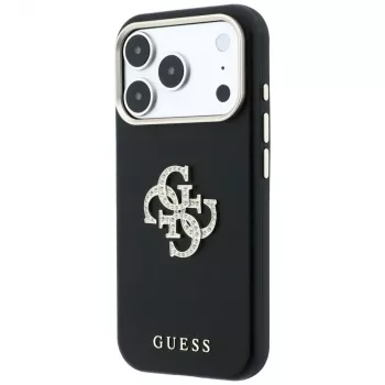 Coque Guess Smooth & Big Strass Logo pour iPhone 18 Pro / 17 Pro, noire