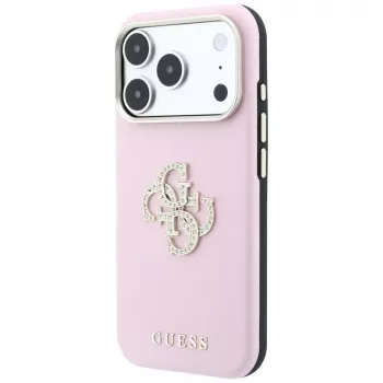 Coque Guess Smooth & Big Strass Logo pour iPhone 18 Pro / 17 Pro, rose