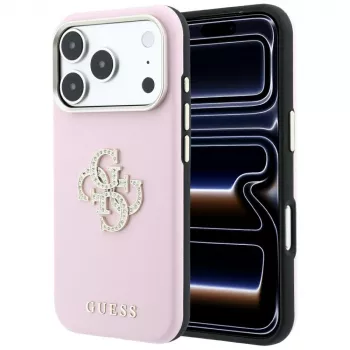Coque Guess Smooth & Big Strass Logo pour iPhone 18 Pro Max / 17 Pro Max, rose