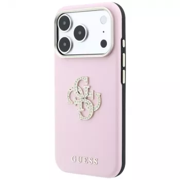 Coque Guess Smooth & Big Strass Logo pour iPhone 18 Pro Max / 17 Pro Max, rose