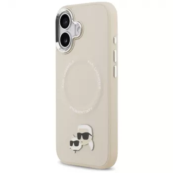 Coque Karl Lagerfeld Karl & Choupette Pins MagSafe pour iPhone 17, beige