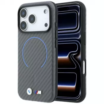 Coque MagSafe BMW M Carbon à anneau imprimé pour iPhone 18 Pro Max / 17 Pro Max, anthracite