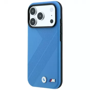 Coque MagSafe BMW M Tire Track Metal Logo pour iPhone 18 Pro Max / 17 Pro Max, bleue
